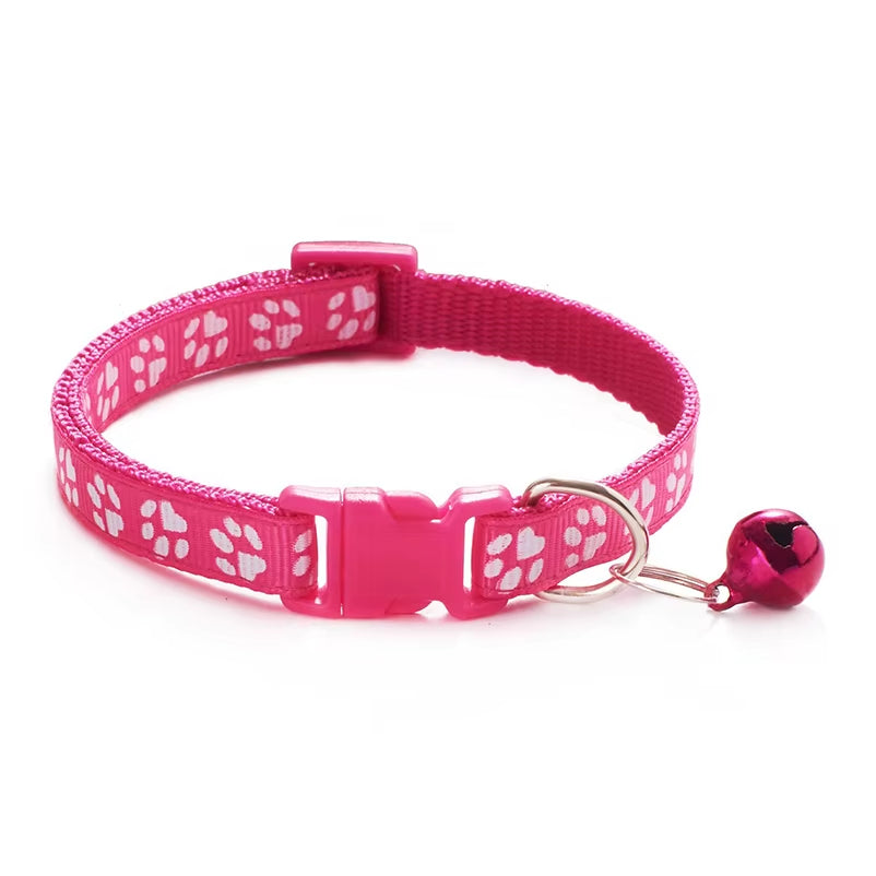 Pet Cat Bell Collar Dog Print Cat Collar Multiple Colors Optional Necklace Ring Cat Rope Collar Pet Supplies