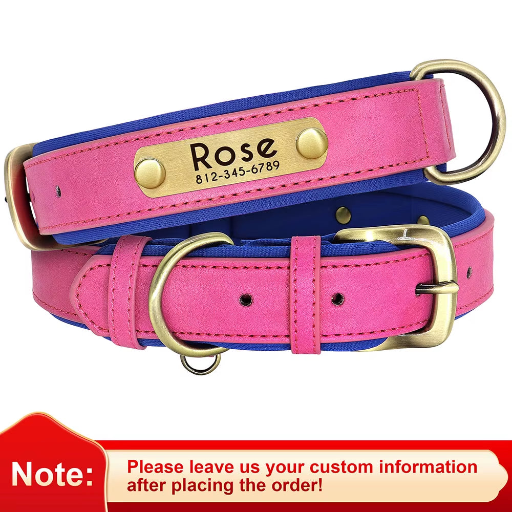 Personalized PU Leather Dog Collar with Free Engraving - Soft, Adjustable, and Perfect for All Breeds