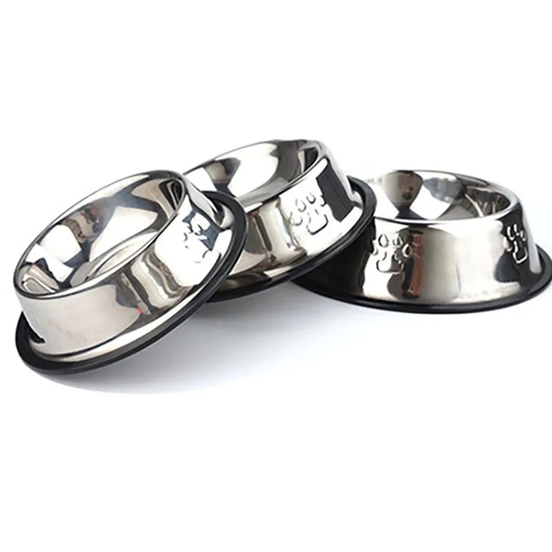 Paw Stainless Steel Anti-Skid Dog Bowl - Perfect Pet Feeder in 6 Sizes for All Breeds