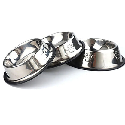 Paw Stainless Steel Anti-Skid Dog Bowl - Perfect Pet Feeder in 6 Sizes for All Breeds
