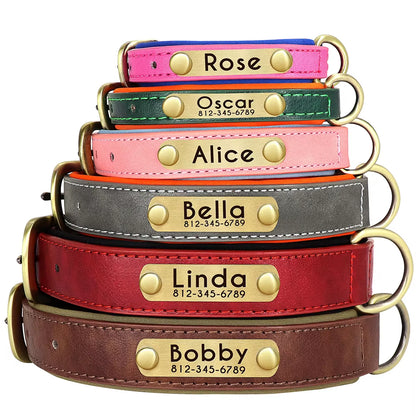 Personalized PU Leather Dog Collar with Free Engraving - Soft, Adjustable, and Perfect for All Breeds