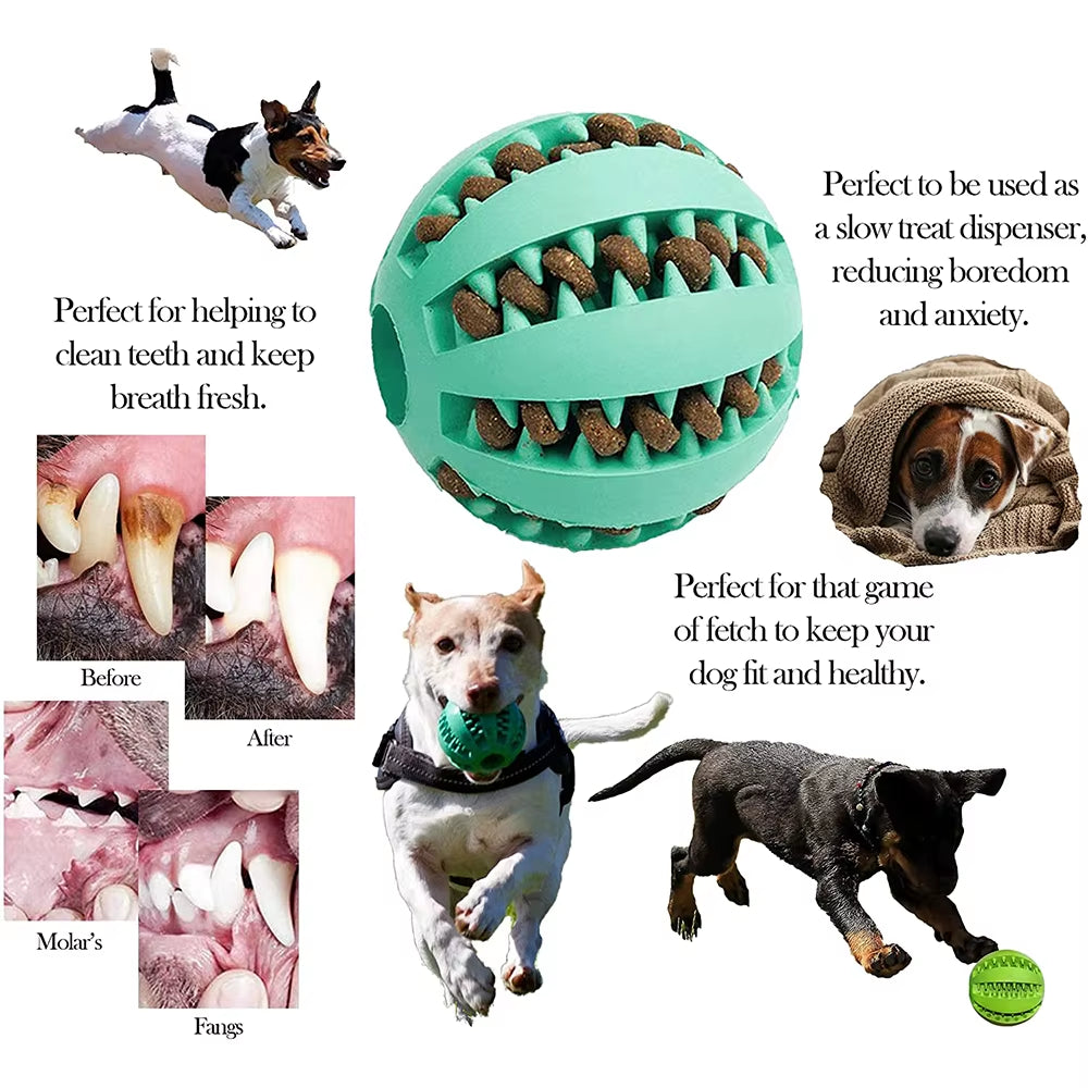 Ultimate Rubber Dog Ball - Fun Tooth Cleaning Toy for Puppies and Large Dogs, Snack-Dispensing and Durable!