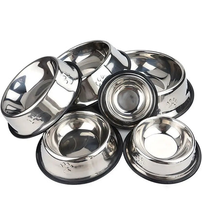 Paw Stainless Steel Anti-Skid Dog Bowl - Perfect Pet Feeder in 6 Sizes for All Breeds