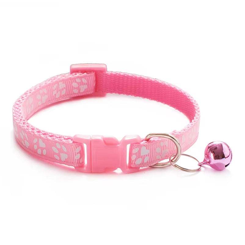 Pet Cat Bell Collar Dog Print Cat Collar Multiple Colors Optional Necklace Ring Cat Rope Collar Pet Supplies