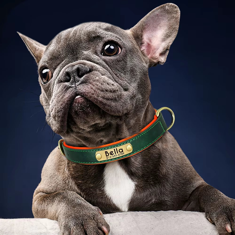 Personalized PU Leather Dog Collar with Free Engraving - Soft, Adjustable, and Perfect for All Breeds