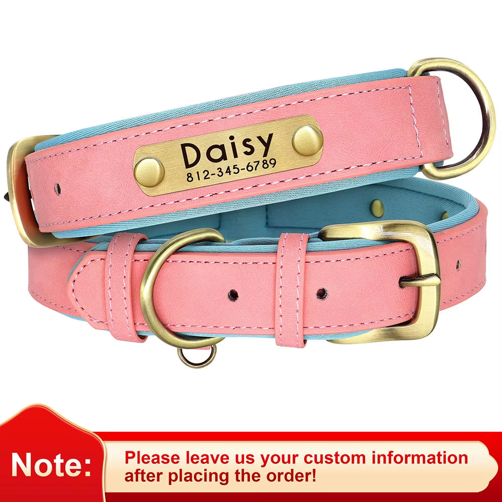 Personalized PU Leather Dog Collar with Free Engraving - Soft, Adjustable, and Perfect for All Breeds
