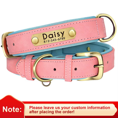 Personalized PU Leather Dog Collar with Free Engraving - Soft, Adjustable, and Perfect for All Breeds