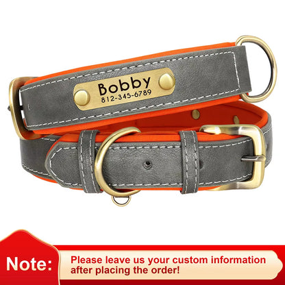 Personalized PU Leather Dog Collar with Free Engraving - Soft, Adjustable, and Perfect for All Breeds