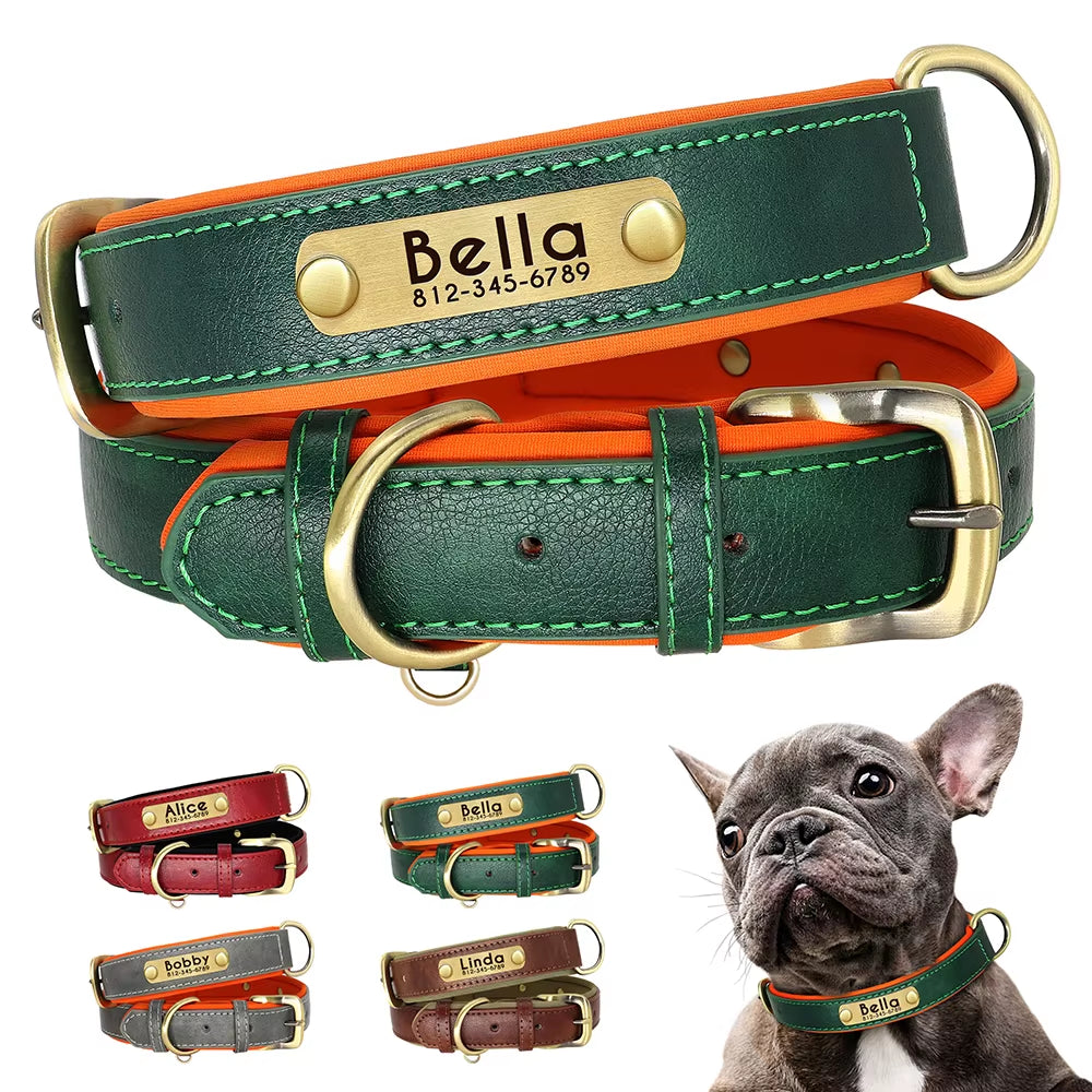 Personalized PU Leather Dog Collar with Free Engraving - Soft, Adjustable, and Perfect for All Breeds