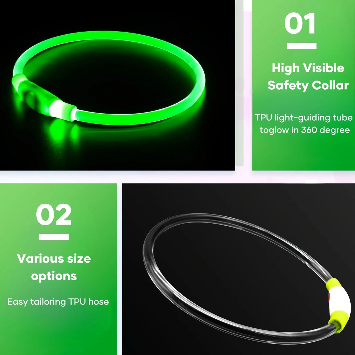 Illuminate Your Dog's Safety with Our USB Rechargeable LED Light Collar - Perfect for All Seasons!