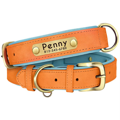 Personalized PU Leather Dog Collar with Free Engraving - Soft, Adjustable, and Perfect for All Breeds
