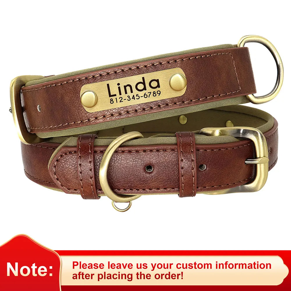 Personalized PU Leather Dog Collar with Free Engraving - Soft, Adjustable, and Perfect for All Breeds