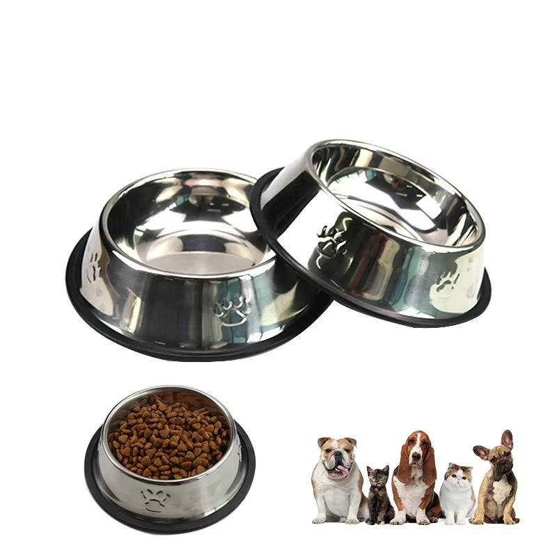 Paw Stainless Steel Anti-Skid Dog Bowl - Perfect Pet Feeder in 6 Sizes for All Breeds