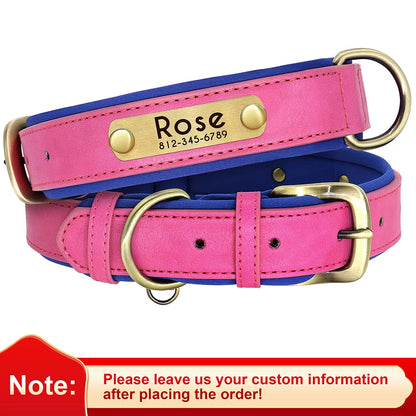 Personalized PU Leather Dog Collar with Free Engraving - Soft, Adjustable, and Perfect for All Breeds