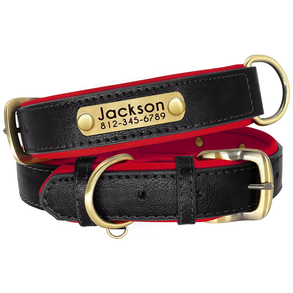 Personalized PU Leather Dog Collar with Free Engraving - Soft, Adjustable, and Perfect for All Breeds