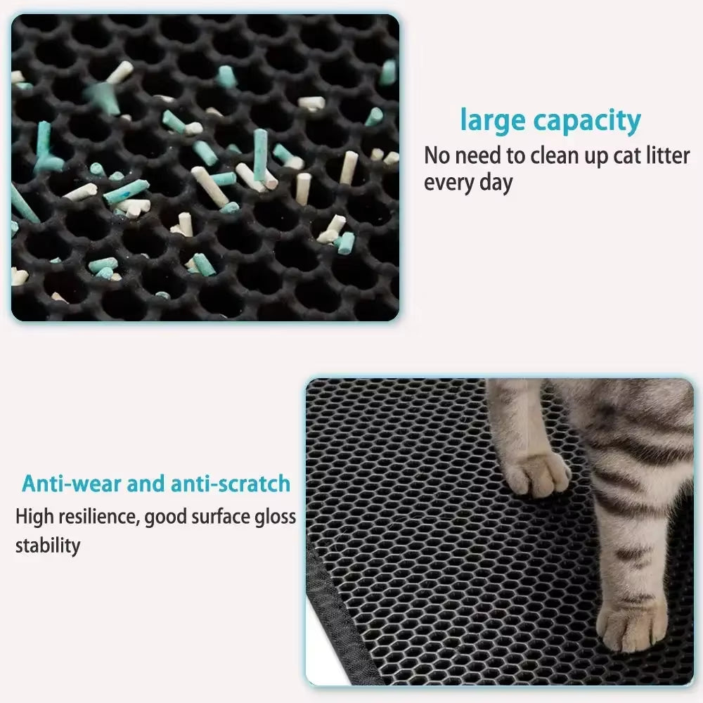 Double Layer Waterproof Cat Litter Mat - Non-Slip, Washable, and Eco-Friendly Bed Pad for Mess-Free Cleanups