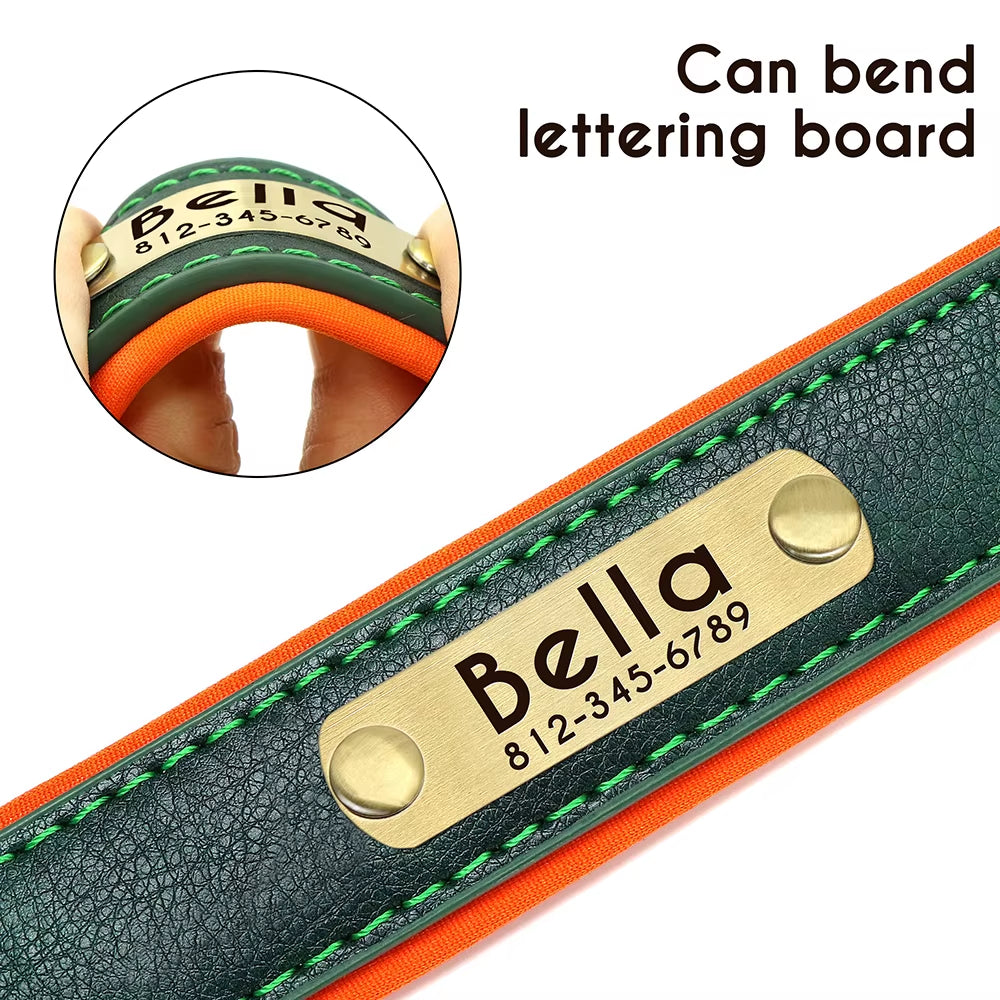 Personalized PU Leather Dog Collar with Free Engraving - Soft, Adjustable, and Perfect for All Breeds