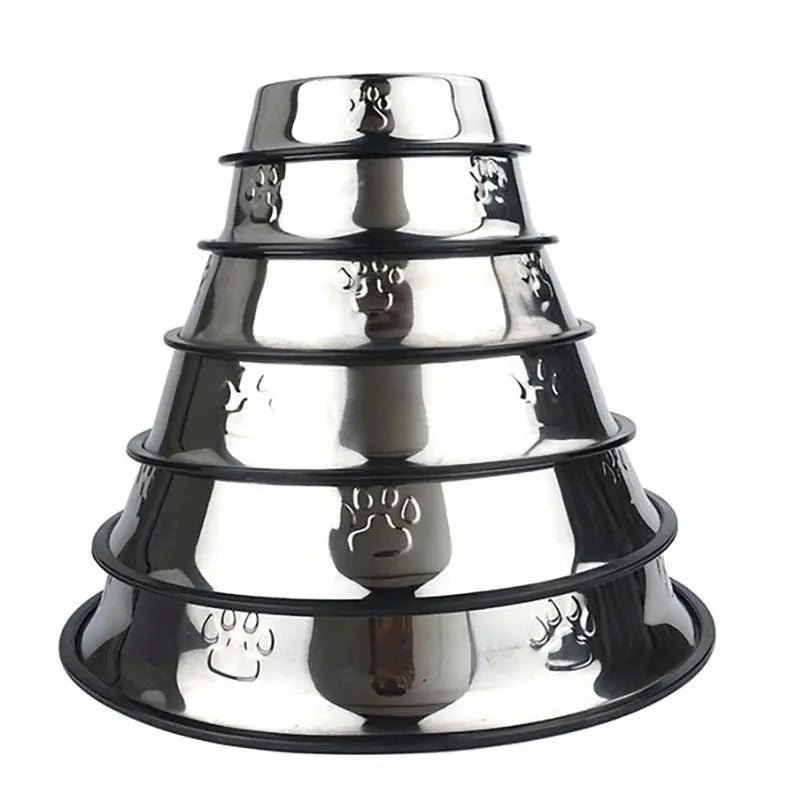 Paw Stainless Steel Anti-Skid Dog Bowl - Perfect Pet Feeder in 6 Sizes for All Breeds