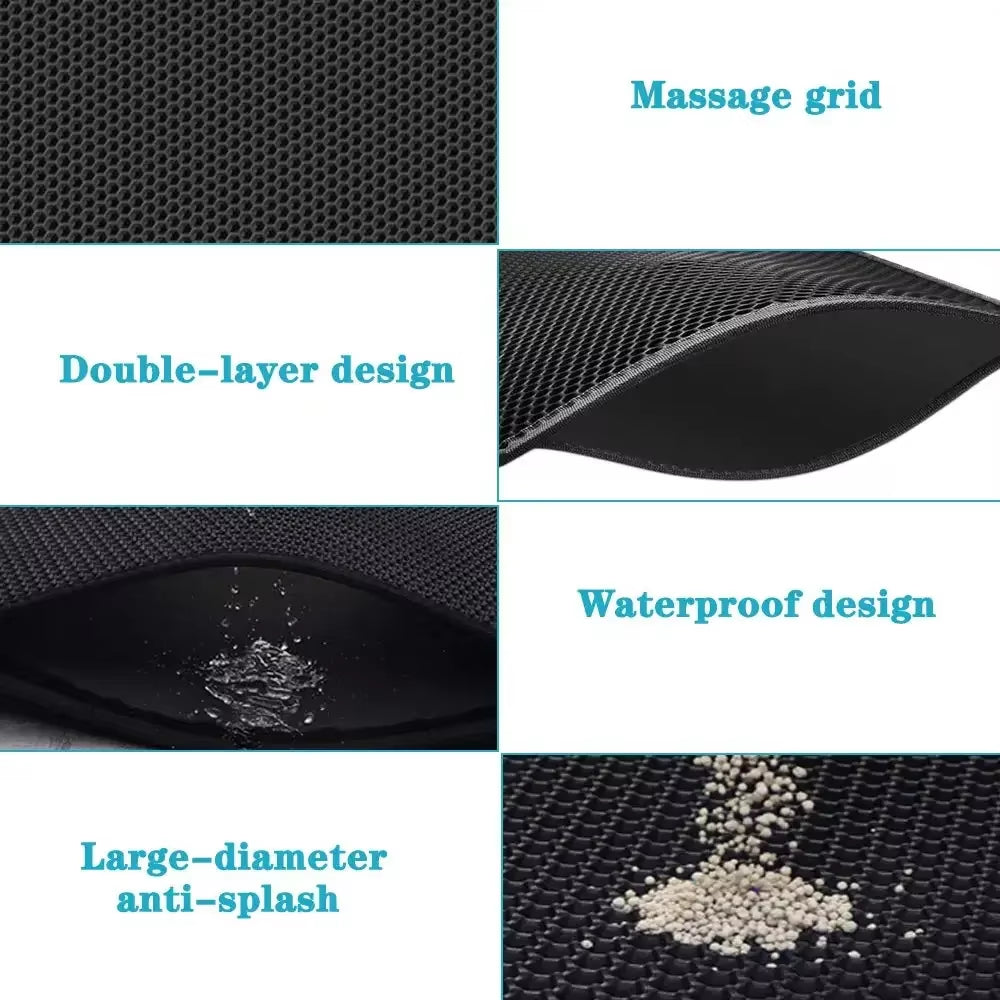 Double Layer Waterproof Cat Litter Mat - Non-Slip, Washable, and Eco-Friendly Bed Pad for Mess-Free Cleanups